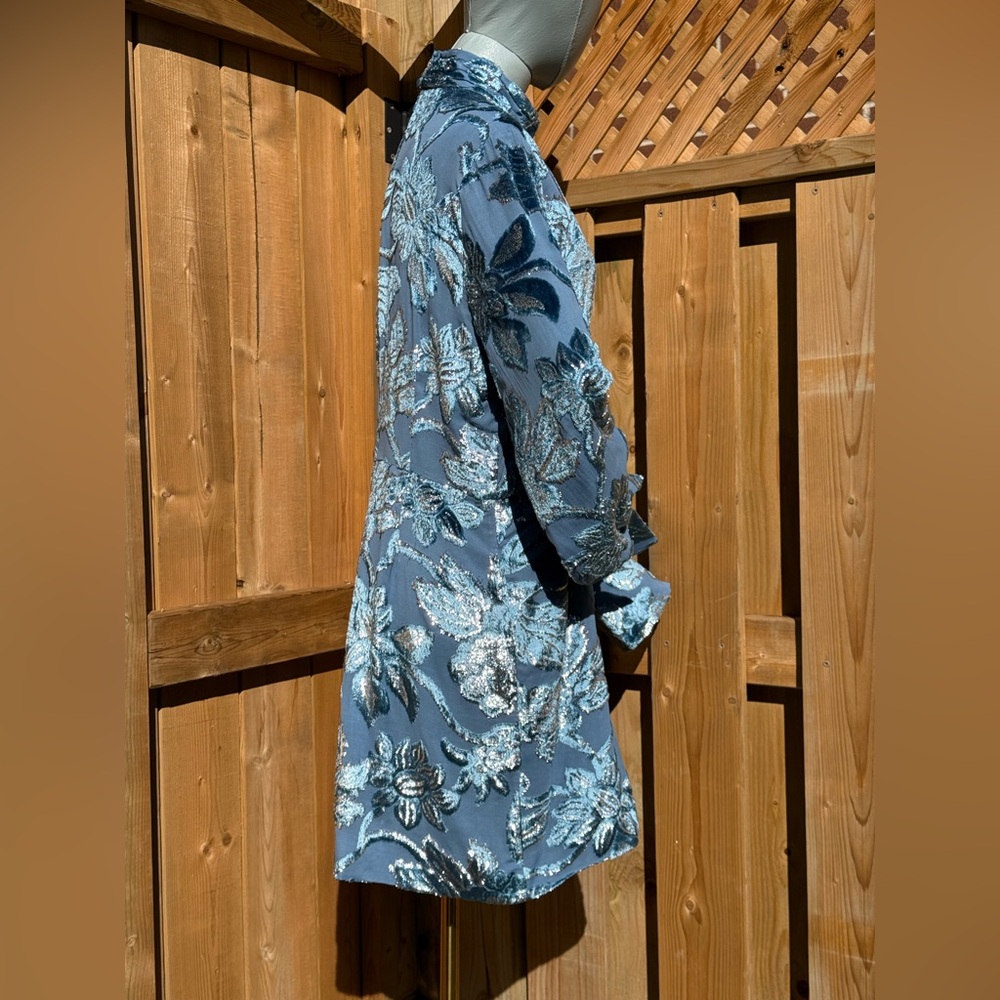 🆕 SIMKHAI 🧿 NWOT Halen Draped Velvet Mini Dress, Celestial Blue - Sz US 14 - Picture 8 of 16